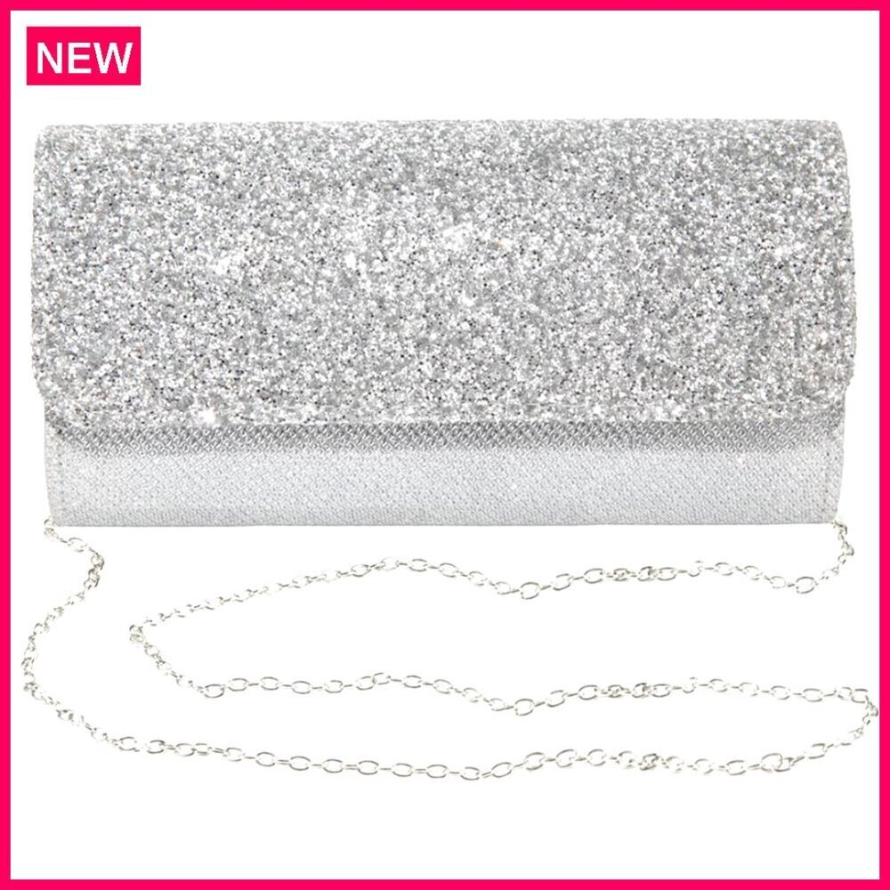 Glitter Clutch Purse with Chain Strap for Evening Events